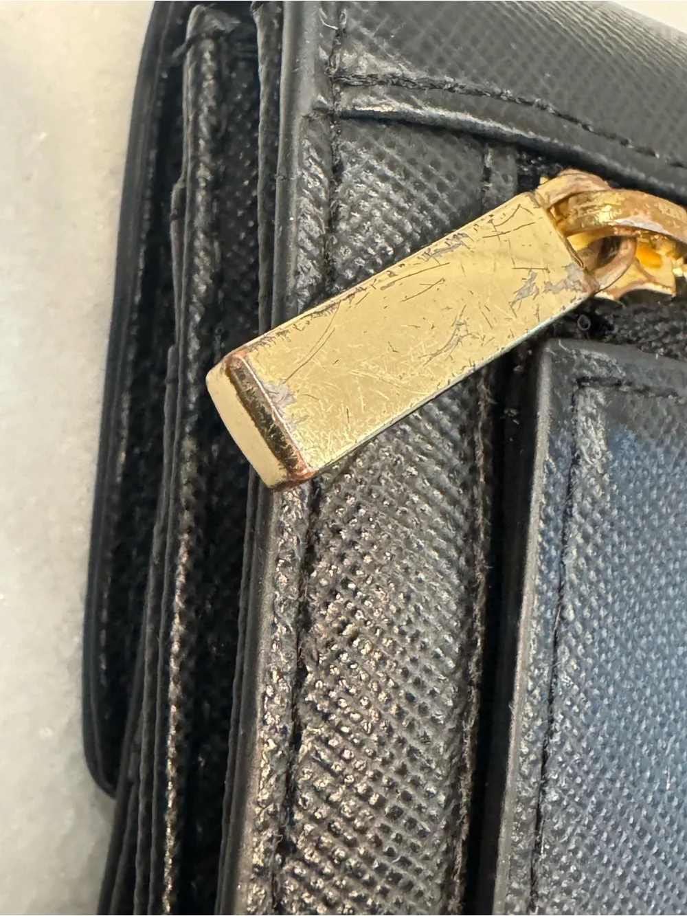 Tory Burch Black Leather Logo Flap Wallet with Gold Emblem